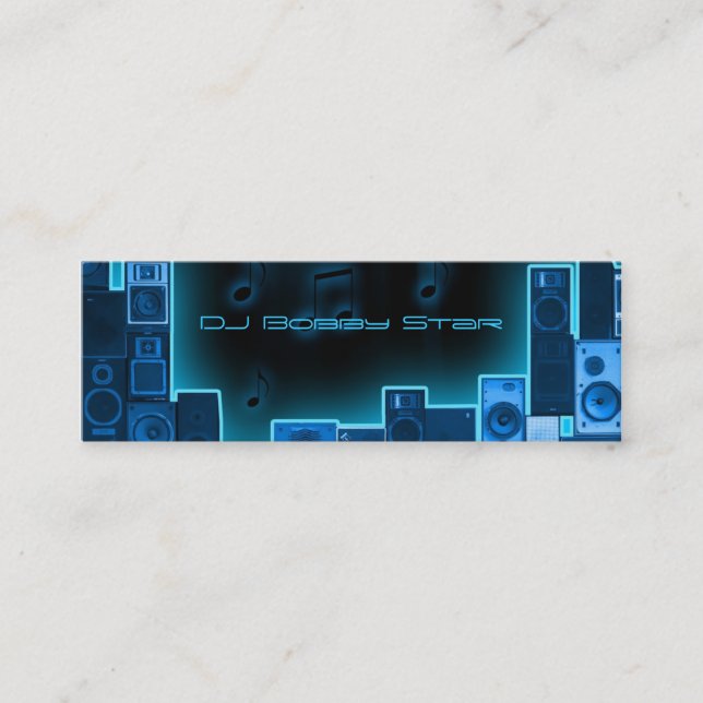 Carte De Visite Mini Businesscard bleu du DJ de nuit (Devant)