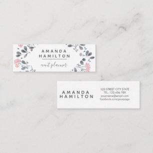 Carte De Visite Mini Cadre d'aquarelle Girl Classy gris bouquet