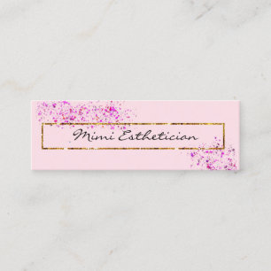Carte De Visite Mini Cadre doré rose Confetti Beauté professionnelle 