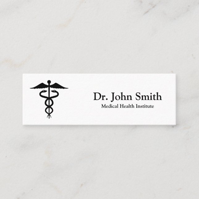 Carte De Visite Mini Caducée Médicale personnalisée Noir (Devant)