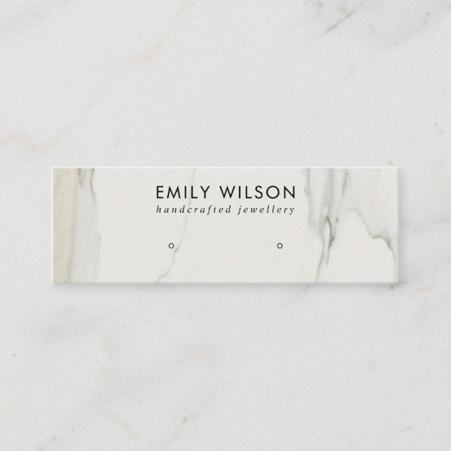 CARTE DE VISITE MINI CALACATTA MARBRE TEXTURE STUD EARRÊT AFFICHAGE (Devant)