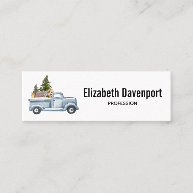 Carte De Visite Mini Camion de Noël avec de mignons animaux (Devant)