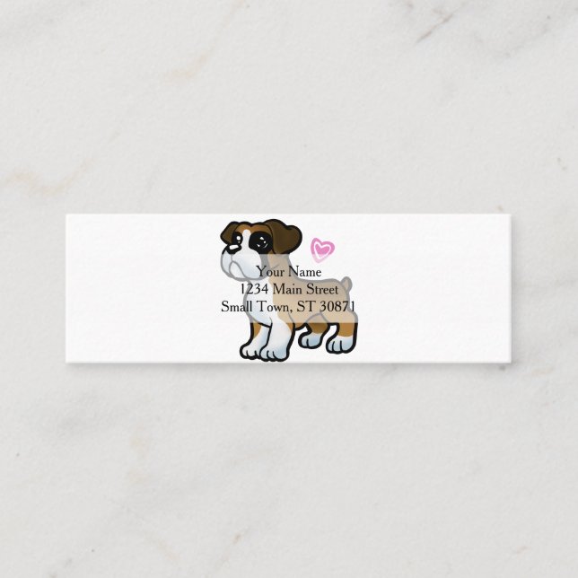Carte De Visite Mini Caricature de chiot de boxe allemande| choisir la  (Devant)