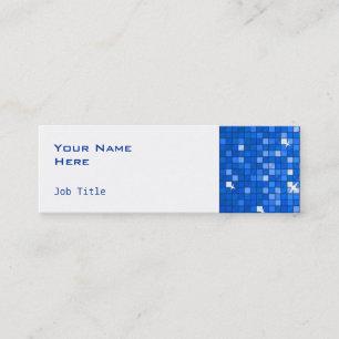 Carte De Visite Mini Carreaux de disco Bleu foncé côté blanc brillant