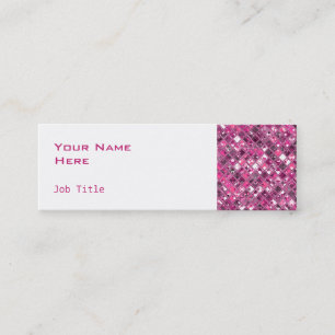 Carte De Visite Mini Carreaux de Glitz Hot rose 1 côté maigre blanc