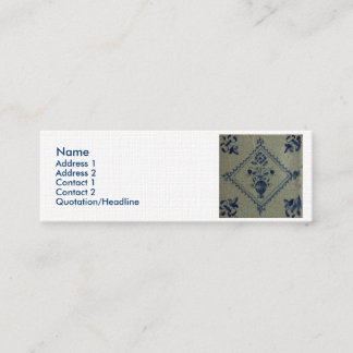 Carte De Visite Mini Carrelage Bleu Delft - Vase avec Fleurs et Bouquet