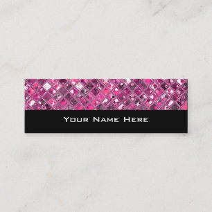 Carte De Visite Mini Carrelage brillant rose chaud 1 noir maigre