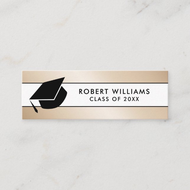 Carte De Visite Mini Casquette gradué Gold White Metallic Infos (Devant)