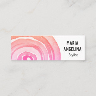 Carte De Visite Mini Cercles d'aquarelle Anneaux neutres rose Abstrait