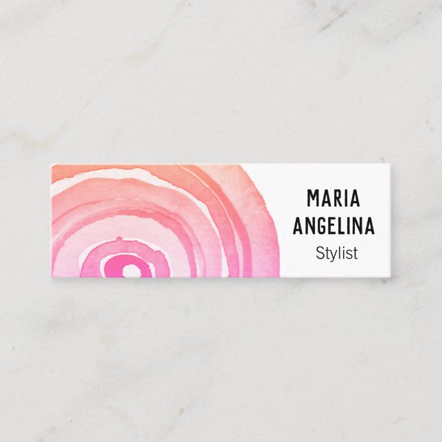 Carte De Visite Mini Cercles d'aquarelle Anneaux neutres rose Abstrait (Devant)