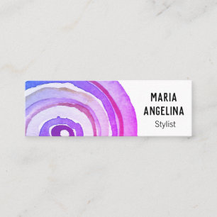 Carte De Visite Mini Cercles d'aquarelle Bagues neutres Abstrait pourpr