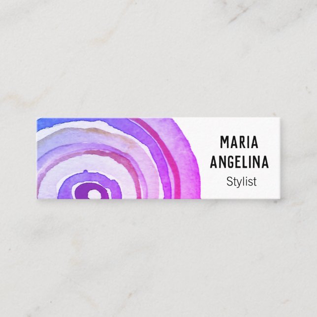 Carte De Visite Mini Cercles d'aquarelle Bagues neutres Abstrait pourpr (Devant)