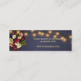 Carte De Visite Mini Chalkboard rustique site de mariage d'hiver RSVP