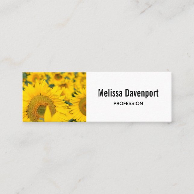 Carte De Visite Mini Champ jaune de tournesols photo (Devant)