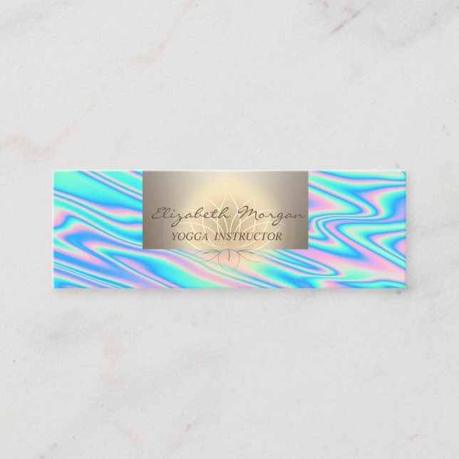 Carte De Visite Mini Charme professionnel, Lotus Holographique tendance (Devant)
