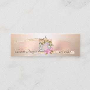 Carte De Visite Mini Chat de machine à coudre élégant rose gold pinceau