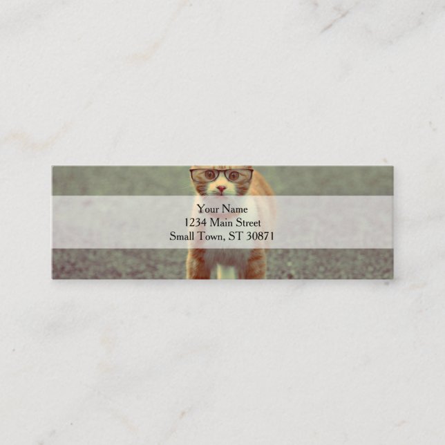 Carte De Visite Mini Chat drôle avec lunettes (Devant)
