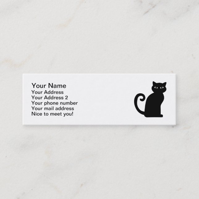 Carte De Visite Mini Chat se reposant noir (Devant)