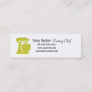 Carte De Visite Mini Chef de pâtisserie vert de boulangerie de batteur
