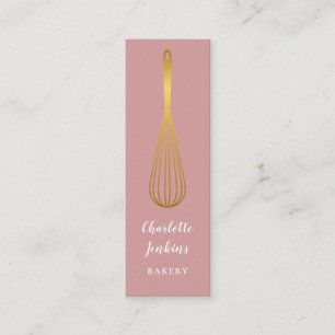 Carte De Visite Mini Chef pâtissier Dusty Rose Whisk d'or 
