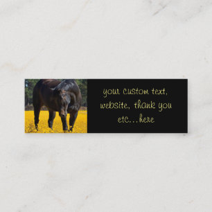 Carte De Visite Mini Cheval de baie dans un champ de fleurs jaunes