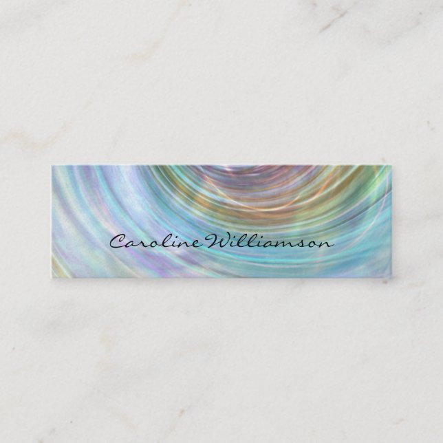 Carte De Visite Mini Chic Aqua Purple Gold Swirling Wave (Devant)