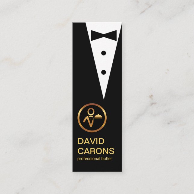Carte De Visite Mini Chic Black Tuxedo Butler Services (Devant)