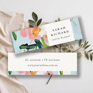Carte De Visite Mini Chic Boho coloré rose bleu vert peint Floral