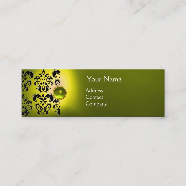 Carte De Visite Mini CHIC DAMASK GEM MONOGRAS jaune (Devant)
