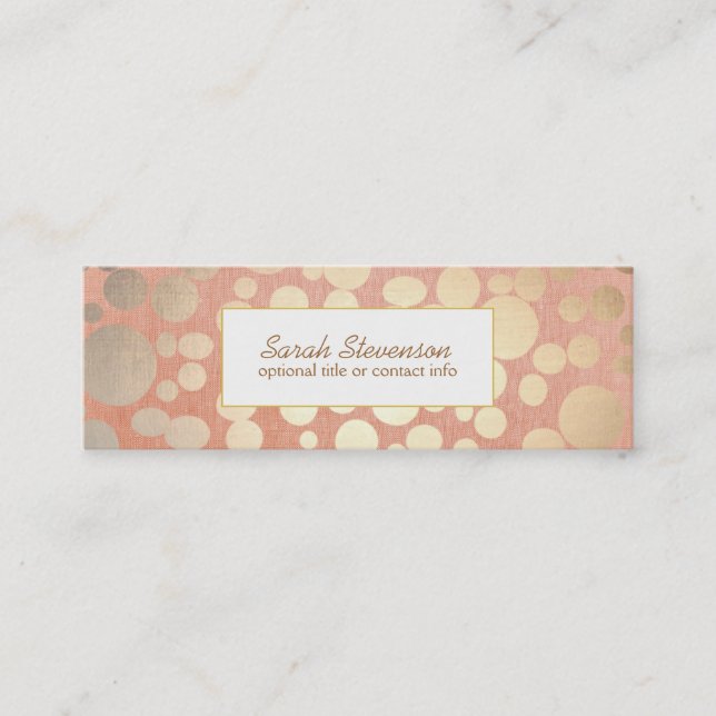 Carte De Visite Mini Chic Faux Gold Leaf Circles Rose Look (Devant)