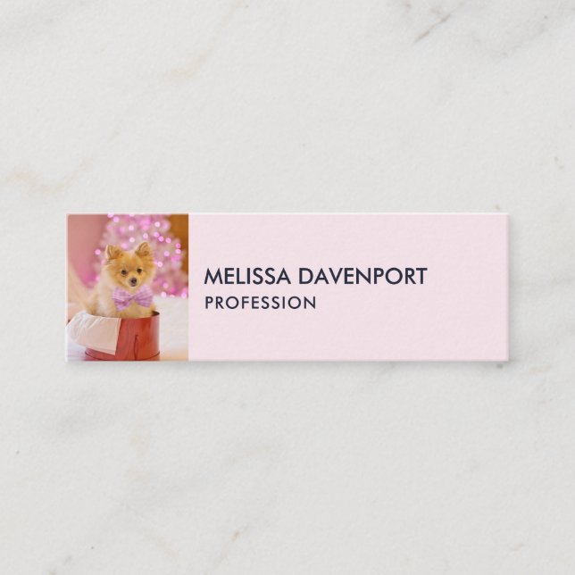 Carte De Visite Mini Chien mignon avec cabot rose Photo de Noël (Devant)