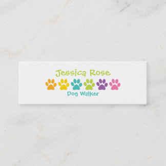 Carte De Visite Mini Chien Walker Empreinte de patte arc-en-ciel