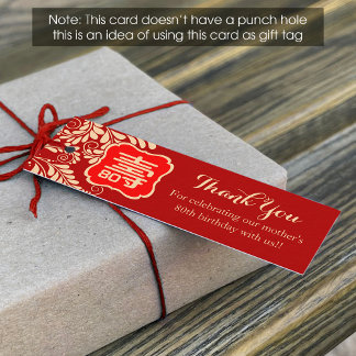 Carte De Visite Mini Chinese "Longevity" Birthday Tag (1x3 inch)