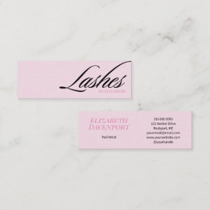 Carte De Visite Mini Cils écriture Rose Pâle Noir