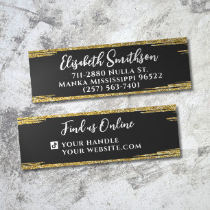 Carte De Visite Mini Classé & Elegant Gold Parties scintillant Moderne
