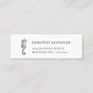 Carte De Visite Mini Classic Elegant Black White Vintage Seahorse