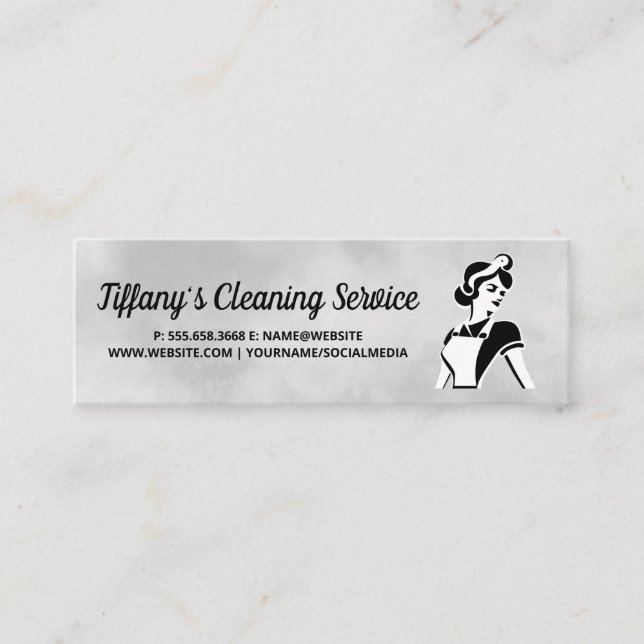 Carte De Visite Mini Classic Maid Illustration | Home Cleaning (Devant)
