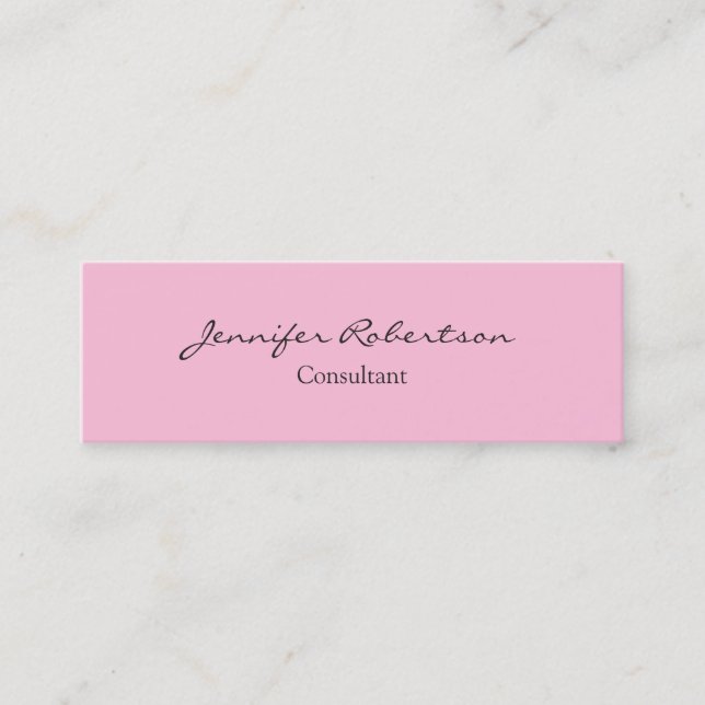 Carte De Visite Mini Classique simple rose simple plaine unique mince (Devant)
