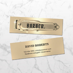Carte De Visite Mini Clipper à cheveux doré Barbier Shopping Coiffeur