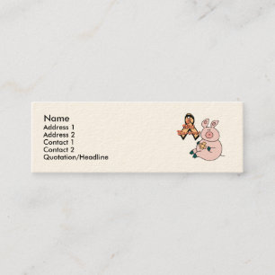 Carte De Visite Mini cochon de ruban de pêche, Nom, Adresse 1, Adresse 