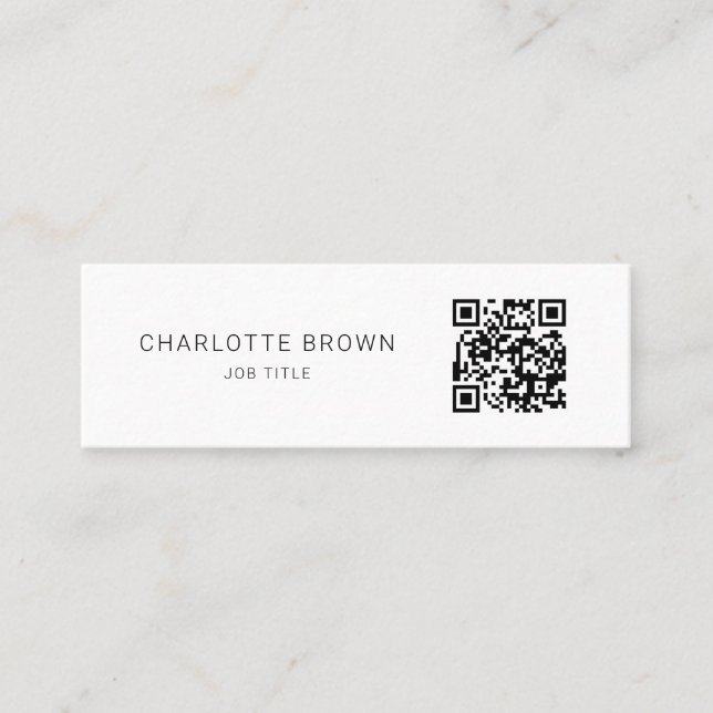 Carte De Visite Mini Code QR de sécurité personnalisé minimum classique (Devant)