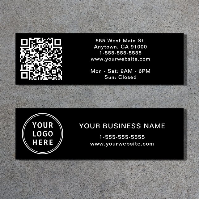 Carte De Visite Mini Code QR Logo Moderne Noir (Créateur téléchargé)