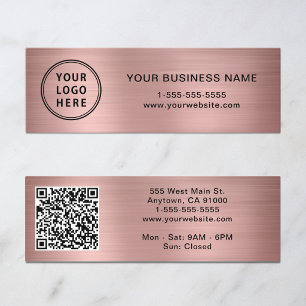 Carte De Visite Mini Code QR Logo Moderne Rose Gold