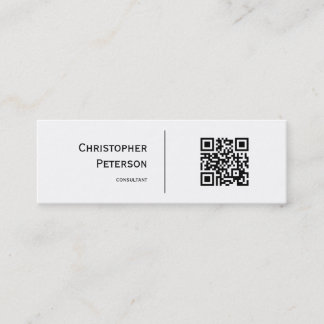 Carte De Visite Mini Code QR minimaliste élégant noir et blanc