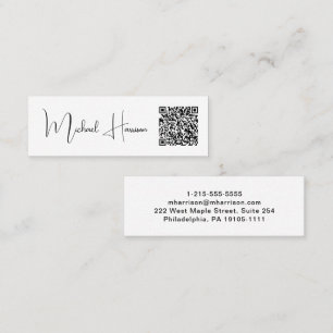 Carte De Visite Mini Code QR moderne Signature Script Professional