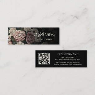 Carte De Visite Mini Code QR   Noir de Rose blanc