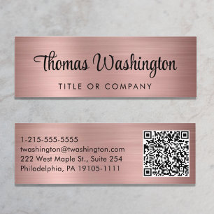 Carte De Visite Mini Code QR professionnel élégant Script Rose Gold