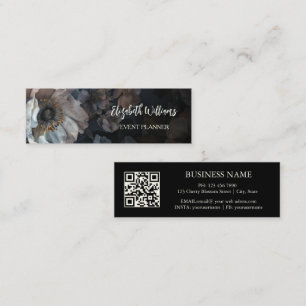 Carte De Visite Mini Code QR Rose blanche Noir
