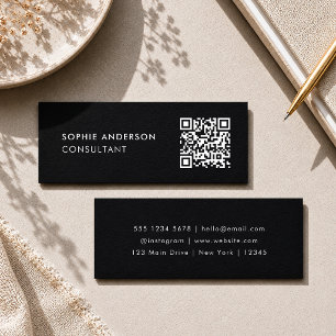 Carte De Visite Mini Code QR Scannable Moderne Design tendance Noir