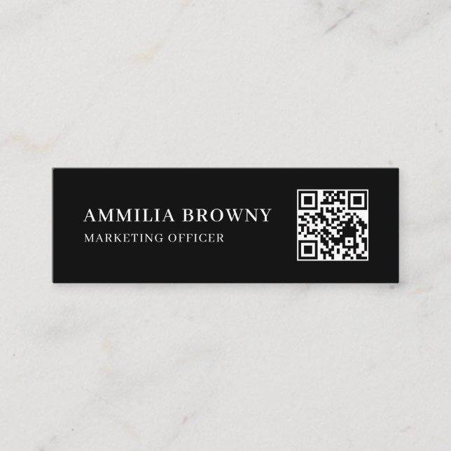 Carte De Visite Mini Code QR scannable noir | Design de contact minimal (Devant)